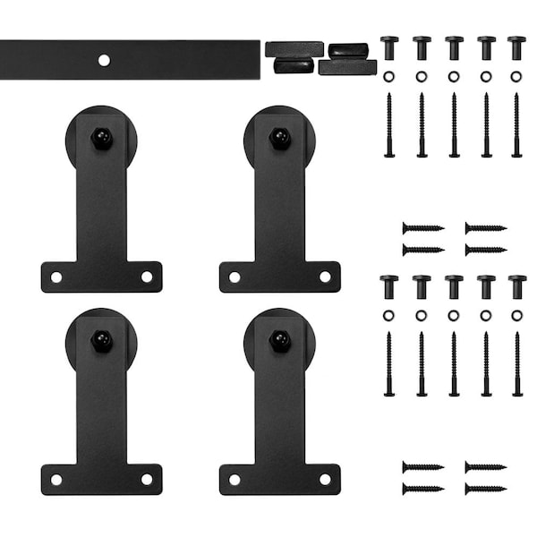Quiet Glide Soft Close 72" Black Front Mount Mini Double Barn Door Hardware NT.1310.04.08-72-2-SC - main